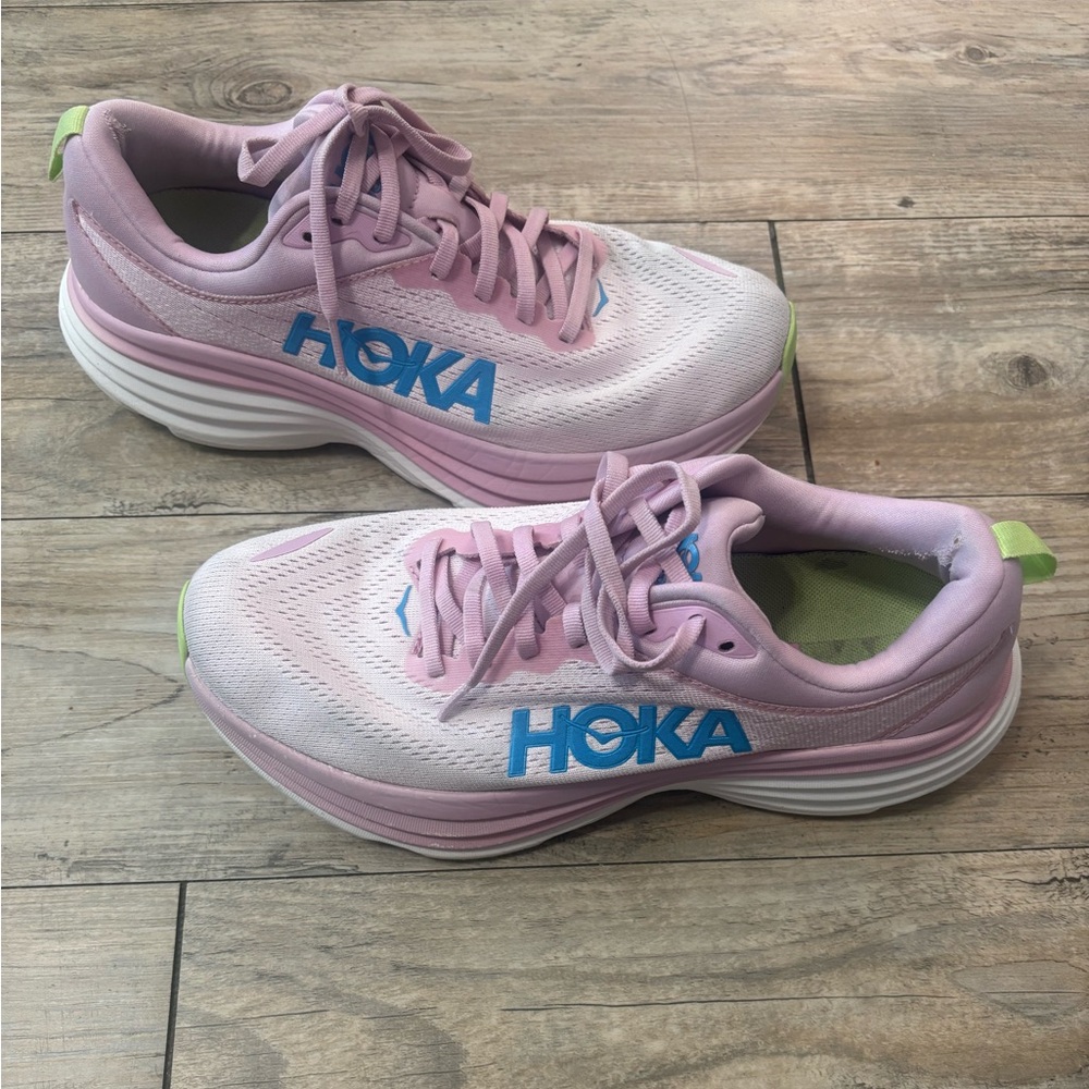 Hoka blue and pink Bondi 8